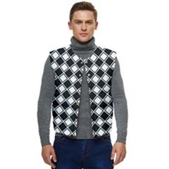 Square Diagonal Pattern Seamless Men s Short Button Up Puffer Vest	 by Ravend