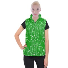 Green Banana Leaves Women s Button Up Vest by ConteMonfreyShop