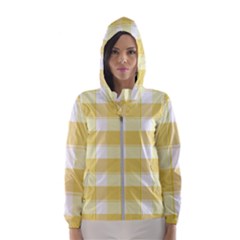 Cute Plaids White Yellow Women s Hooded Windbreaker by ConteMonfrey