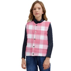 Pink And White Plaids Kid s Short Button Up Puffer Vest	 by ConteMonfrey