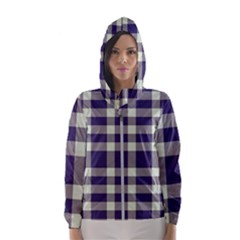 Dark Blue Plaid Women s Hooded Windbreaker by ConteMonfrey