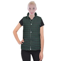 Black And Dark Green Small Plaids Women s Button Up Vest by ConteMonfrey