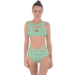 Straight Green White Small Plaids Bandaged Up Bikini Set  by ConteMonfrey