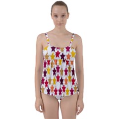 Abstract-flower Twist Front Tankini Set by nateshop