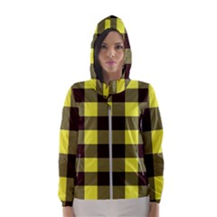 Black And Yellow Plaids Women s Hooded Windbreaker by ConteMonfrey