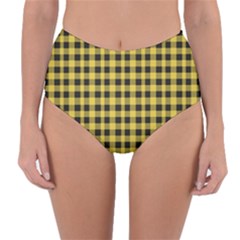 Black And Yellow Small Plaids Reversible High-waist Bikini Bottoms by ConteMonfrey