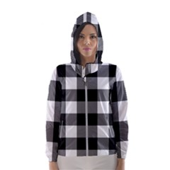 Black And White Classic Plaids Women s Hooded Windbreaker by ConteMonfrey