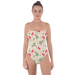 Christmas-paper Tie Back One Piece Swimsuit by nateshop