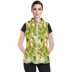 Pear Fruit Tree Organic Pattern Women s Puffer Vest by Wegoenart