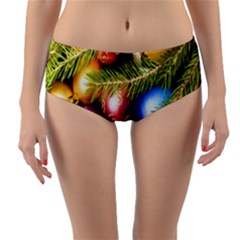 Background Of Christmas Decoration Reversible Mid-waist Bikini Bottoms by artworkshop