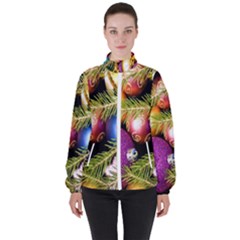 Background Of Christmas Decoration Women s High Neck Windbreaker