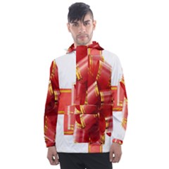 Red Ribbon Bow On White Background Men s Front Pocket Pullover Windbreaker by artworkshop