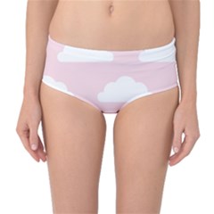 Clouds Pink Pattern   Mid-waist Bikini Bottoms by ConteMonfrey