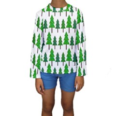 Chrismas Tree Greeen Kids  Long Sleeve Swimwear by nateshop