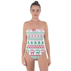 Scandinavian-nordic-christmas-seamless-pattern-vector Tie Back One Piece Swimsuit by nateshop