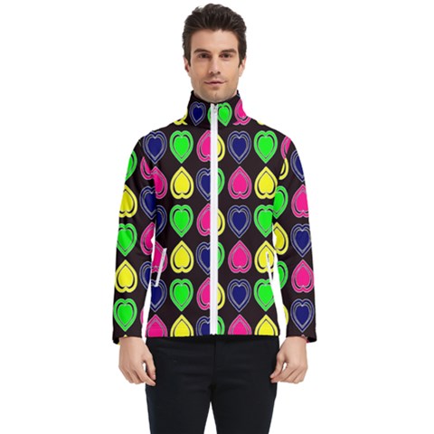 Black Blue Colorful Hearts Men s Bomber Jacket by ConteMonfrey