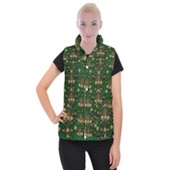 Ganesh Elephant Art With Waterlilies Women s Button Up Vest by pepitasart