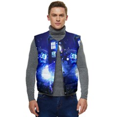 Tardis Background Space Men s Short Button Up Puffer Vest	 by Jancukart