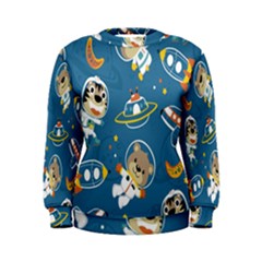 Seamless-pattern-funny-astronaut-outer-space-transportation Women s Sweatshirt