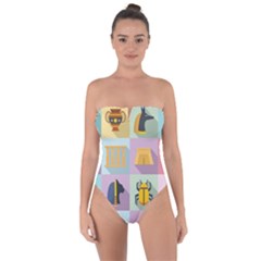 Egypt-icons-set-flat-style Tie Back One Piece Swimsuit