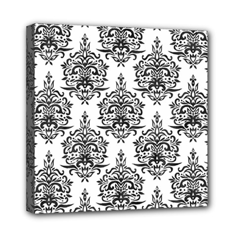Black And White Ornament Damask Vintage Mini Canvas 8  X 8  (stretched)