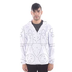 Going To Space - Cute Starship Doodle  Men s Hooded Windbreaker by ConteMonfrey