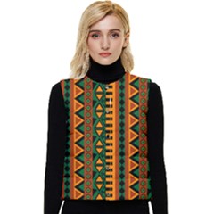 African Pattern Texture Women s Short Button Up Puffer Vest