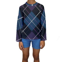 Modern Blue Plaid Kids  Long Sleeve Swimwear by ConteMonfrey