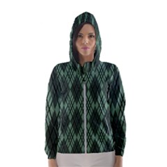 Dark Green Multi Colors Plaid  Women s Hooded Windbreaker by ConteMonfrey