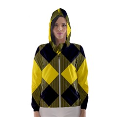 Dark Yellow Diagonal Plaids Women s Hooded Windbreaker by ConteMonfrey