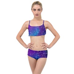 Realistic Night Sky With Constellation Layered Top Bikini Set by Wegoenart