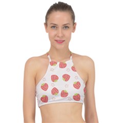 Strawberries Pattern Design Racer Front Bikini Top by Wegoenart