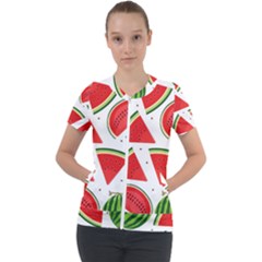 Watermelon Cuties White Short Sleeve Zip Up Jacket by ConteMonfrey