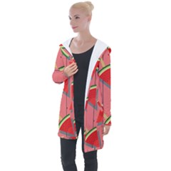 Red Watermelon Popsicle Longline Hooded Cardigan by ConteMonfrey