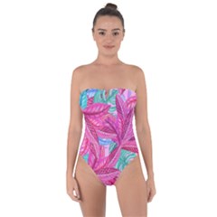 Sheets Tropical Reason Print Pattern Design Tie Back One Piece Swimsuit