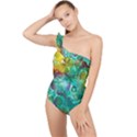 Underwater Summer Frilly One Shoulder Swimsuit View1