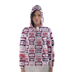 Cassettes Seamless Pattern Women s Hooded Windbreaker