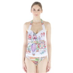 Easter Village  Halter Swimsuit by ConteMonfrey