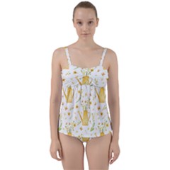 Easter Garden   Twist Front Tankini Set by ConteMonfrey