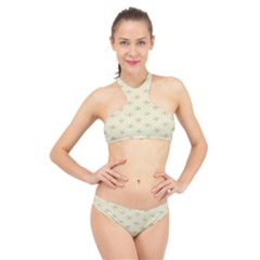 Christmas Textur 03 High Neck Bikini Set by artworkshop