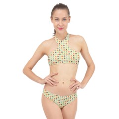 Christmas Textur 05 High Neck Bikini Set by artworkshop