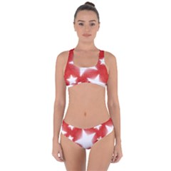 Snowflakes And Star Patterns Red Stars Criss Cross Bikini Set by artworkshop