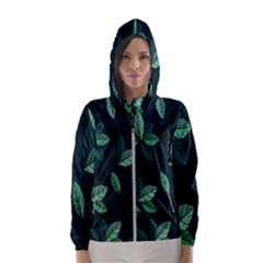 Leaves Pattern Women s Hooded Windbreaker by artworkshop