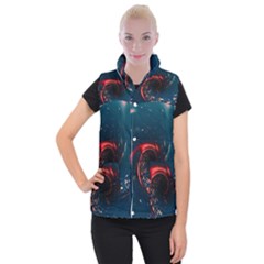 Fluid Swirl Spiral Twist Liquid Abstract Pattern Women s Button Up Vest by Ravend