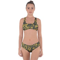 Sunflowers Yellow Flowers Flowers Digital Drawing Criss Cross Bikini Set by Ravend