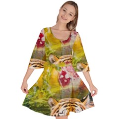 Rainbow Painted Nature Bigcat Velour Kimono Dress by Sparkle