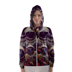 Astronaut Universe Planting Flowers Cosmos Art Women s Hooded Windbreaker by Pakemis