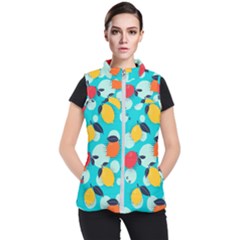 Pop Art Style Citrus Seamless Pattern Women s Puffer Vest by Pakemis