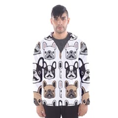 Dog French Bulldog Seamless Pattern Face Head Men s Hooded Windbreaker by Pakemis