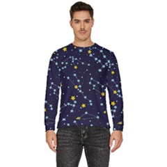 Seamless Pattern With Cartoon Zodiac Constellations Starry Sky Men s Fleece Sweatshirt by Pakemis